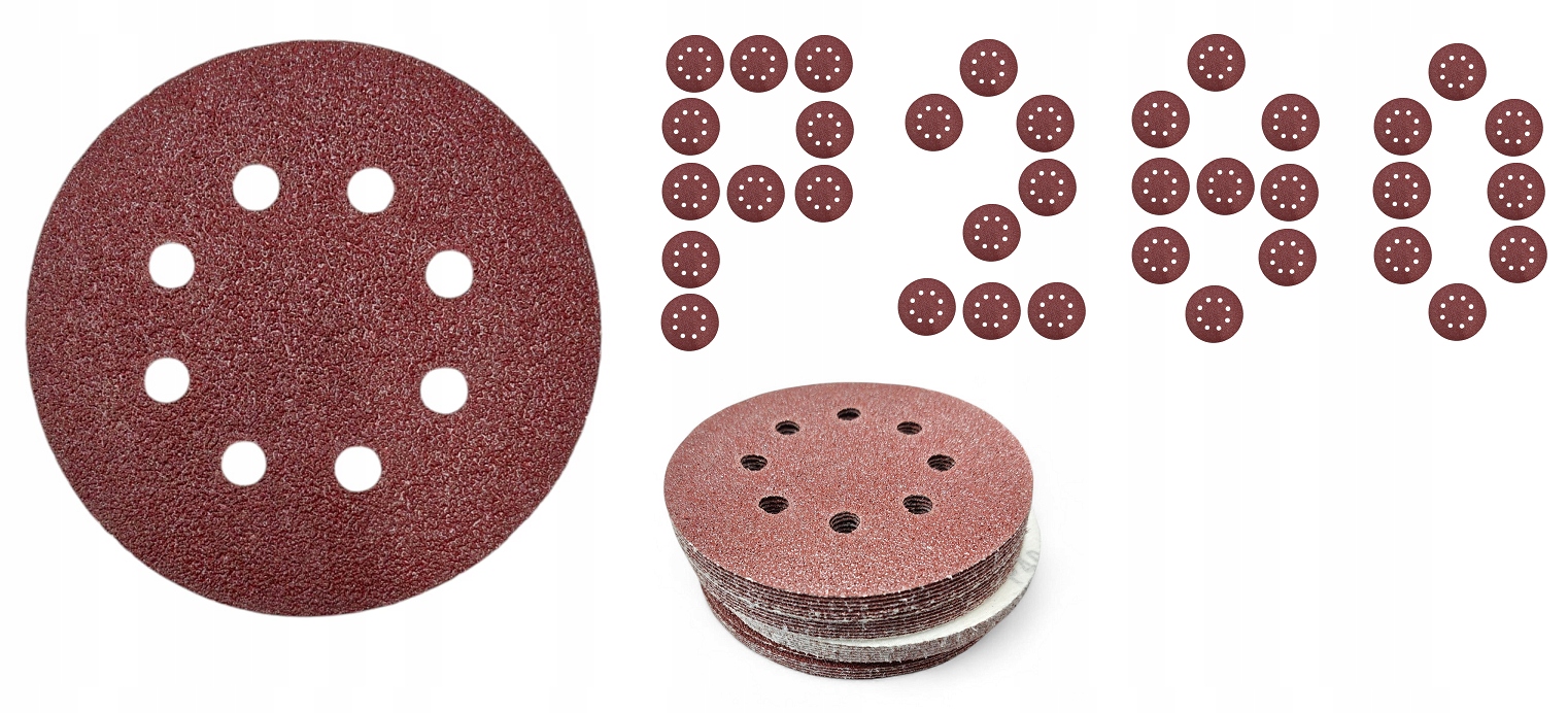 Papier Ścierny Krążek 125 Na Rzep Otwory Szlifierki Oscylacyjnej P280 20szt