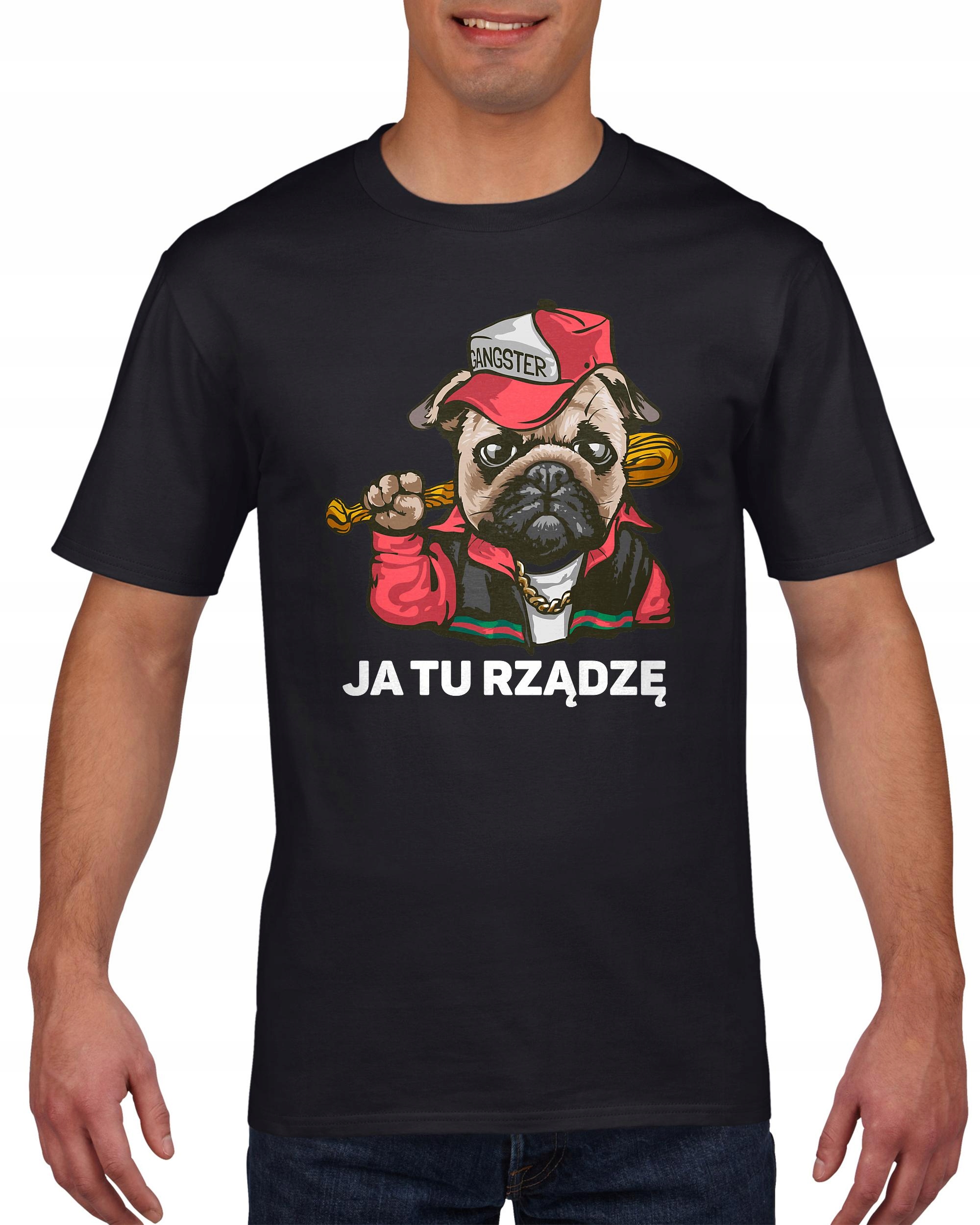 

Koszulka męska Pug pies mops gangster