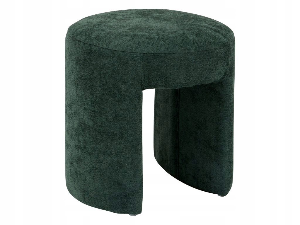 Čalúnený oblúkový taburet Jin, Ø 38 cm, zelený