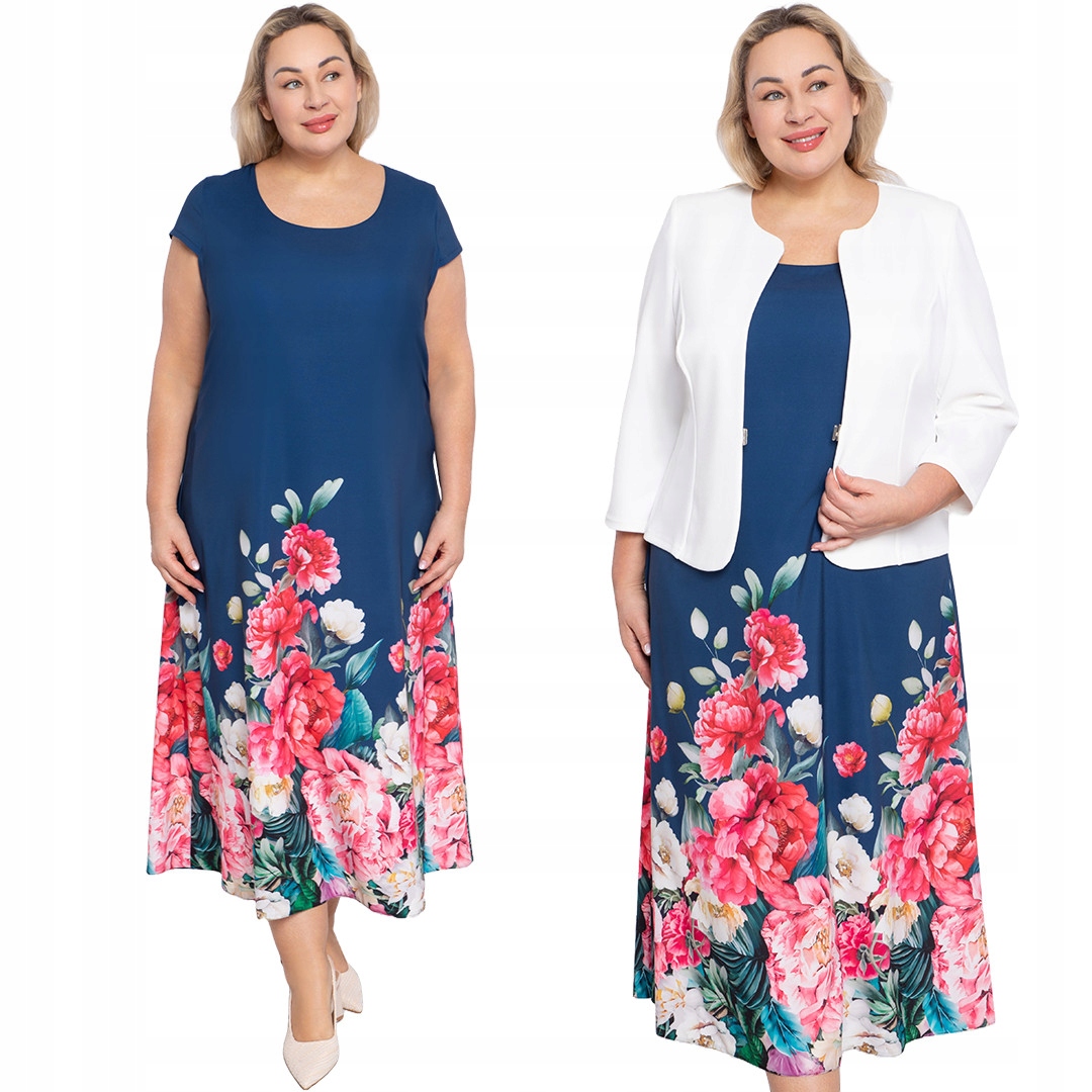 Tmavě modrá šaty s růžovými květy 62