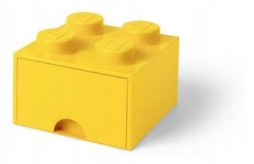 Lego pojemnik klocek z szufladą czwórka żółty