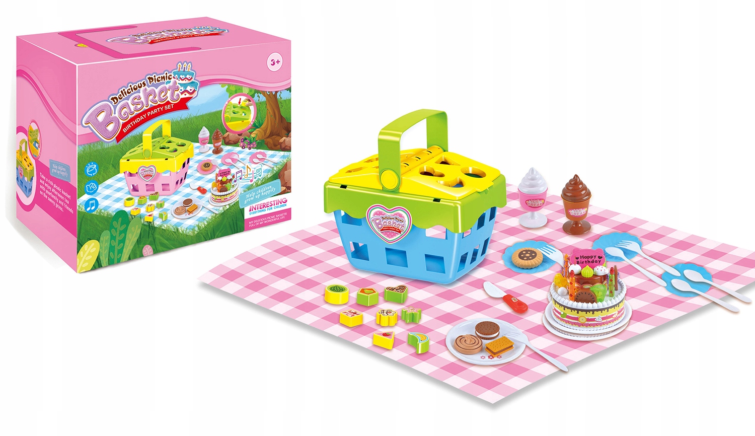 

Mini Kosz Koszyk Piknikowy 48 Akcesoriów Tort