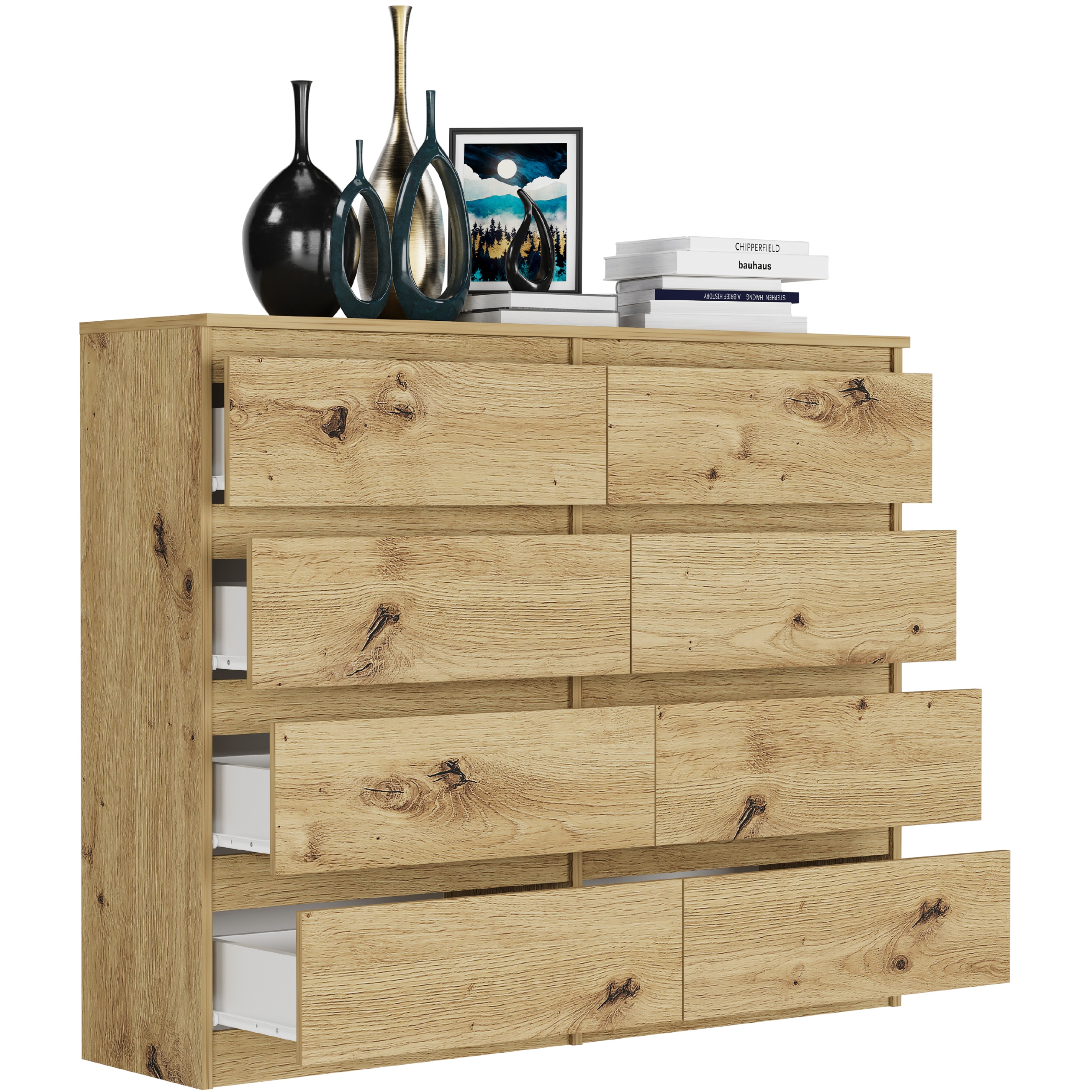 Nowoczesna KOMODA 120CM SZAFKA 8 SZUFLAD PL R-120-S8 ARTISAN