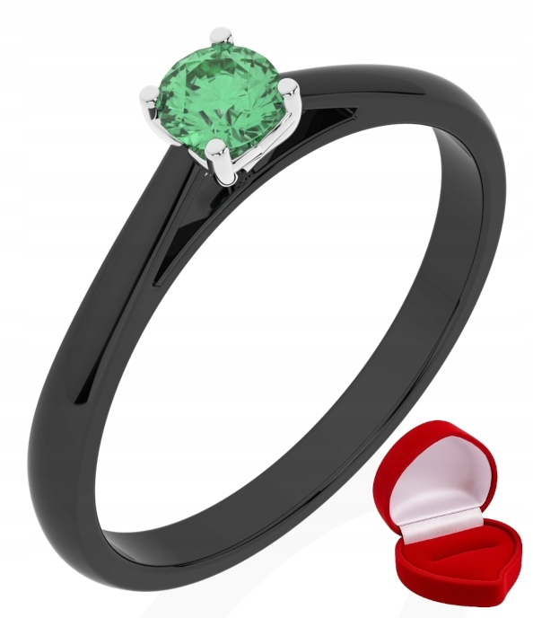 Prstýnek, černé zlato, smaragd 0,24 ct R8
