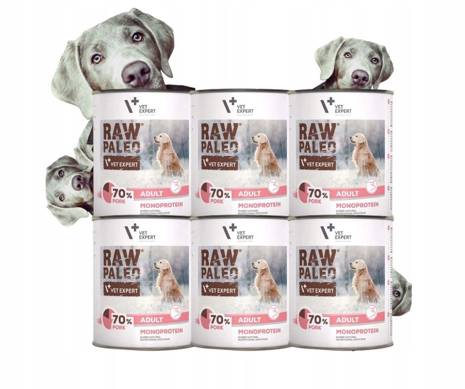 Levně Krmivo pro dospělé psy Raw Paleo s vepřovým masem, sada 6 x 800 g