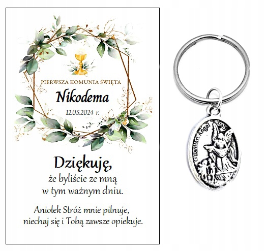 Podziękowanie dla gości breloczek ANIOŁEK NR 35 KOMUNIA PAMIĄTKA PODARUNEK