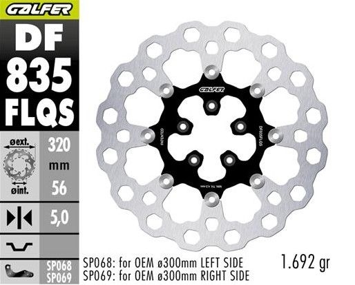 Galfer Predný Brzdový Kotúč Harley-davidson (320X56X5) Plávajúci (cubiq)