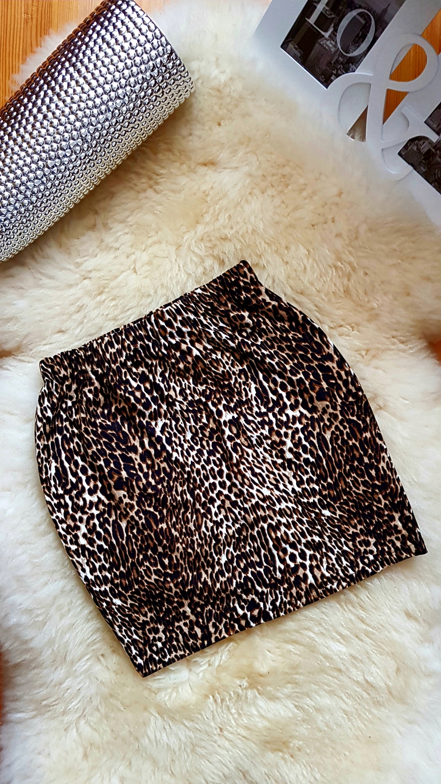 SPÓDNICZKA w PANTERKĘ ołówkowa MINI obcisła tuba na GUMCE S/M Fason ołówkowa