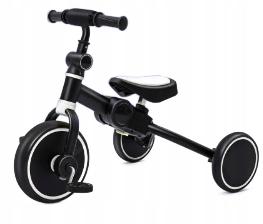 Rowerek Rower 2W1 Trójkołowy Dla Dzieci Na Pedały Czarno-biały Wiosna