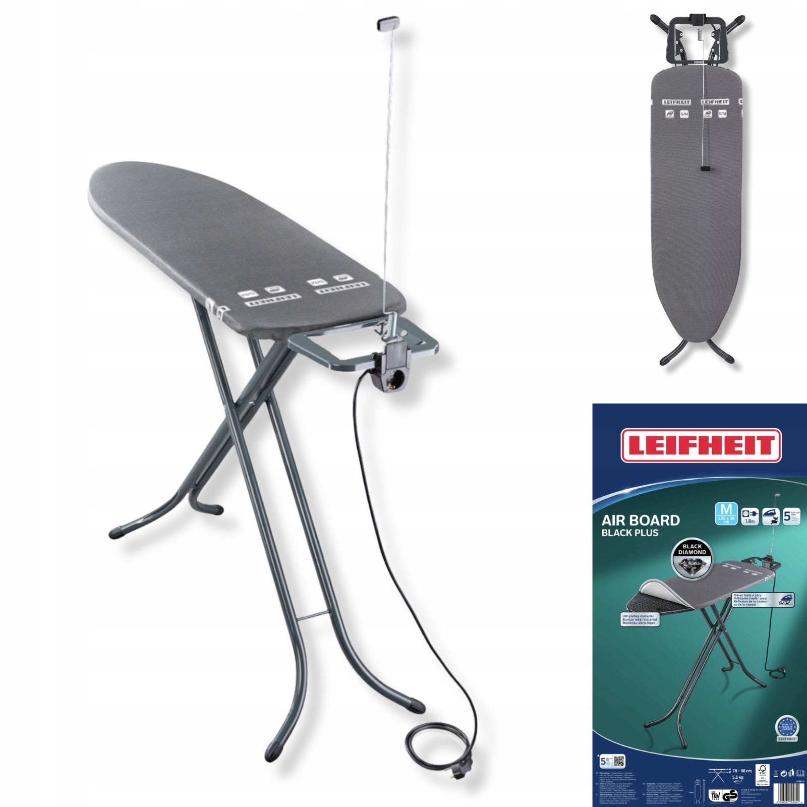 Deska do prasowania Leifheit Air Board M Black Plus 120x38 lekka