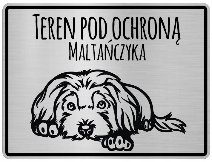 

Uwaga Pies Tabliczka informacyjna Maltańczyk