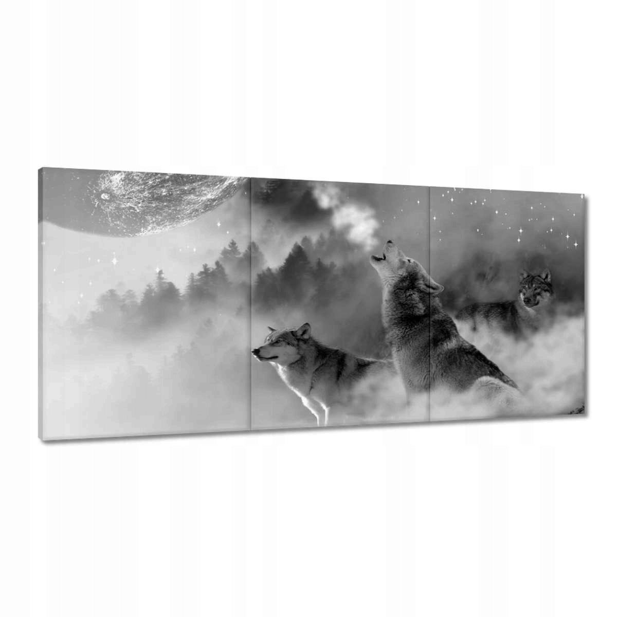 Obrazy 210x100 Vlk vyčnievajúci k mesiacu