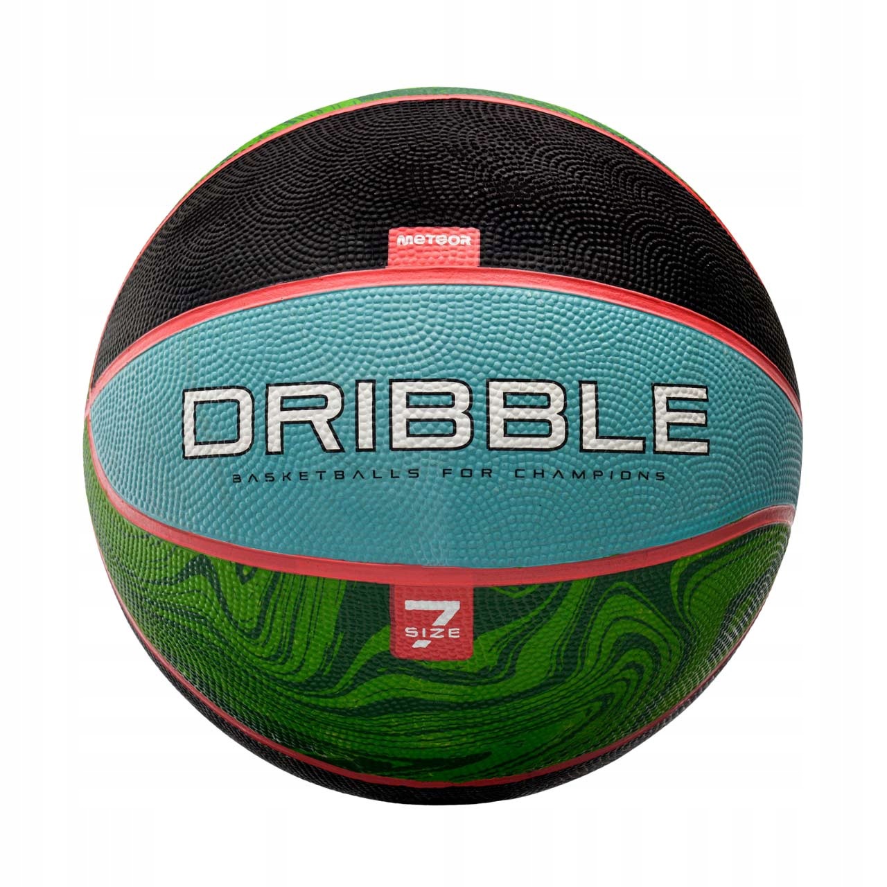 Piłka koszykowa Meteor Dribble niebiesko-zielono-czarna 07093 Rozmiar 7