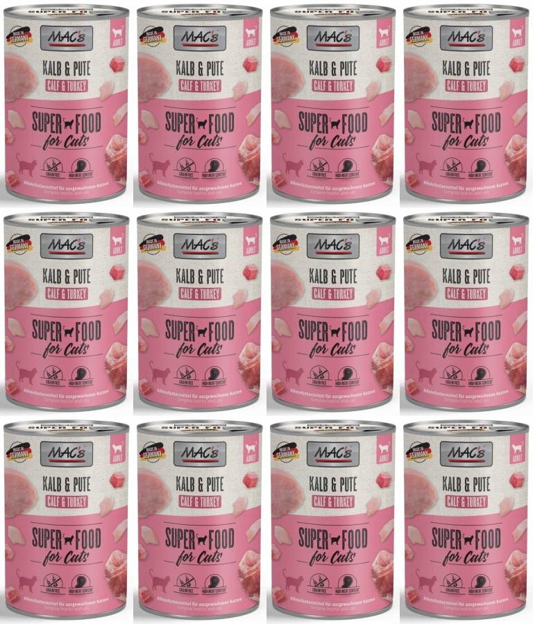 Levně MAC's Cat Telecí a Krůta 12 x 400 g