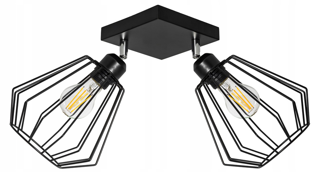

Lampa Wisząca Podwójna Metalowa Loft Plafon Czarna