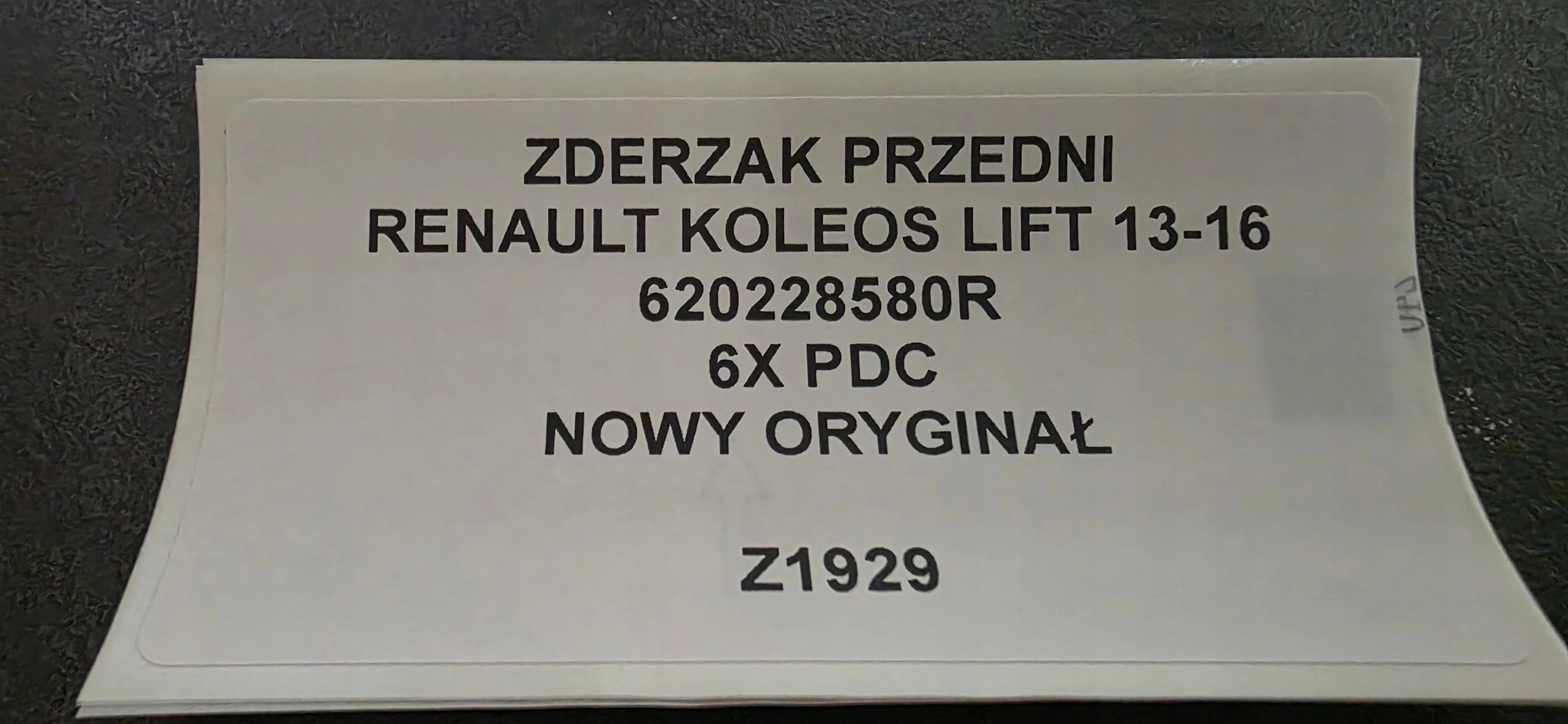front bumper RENAULT KOLEOS LIFT 13-16 6XPDC new original 620228580R