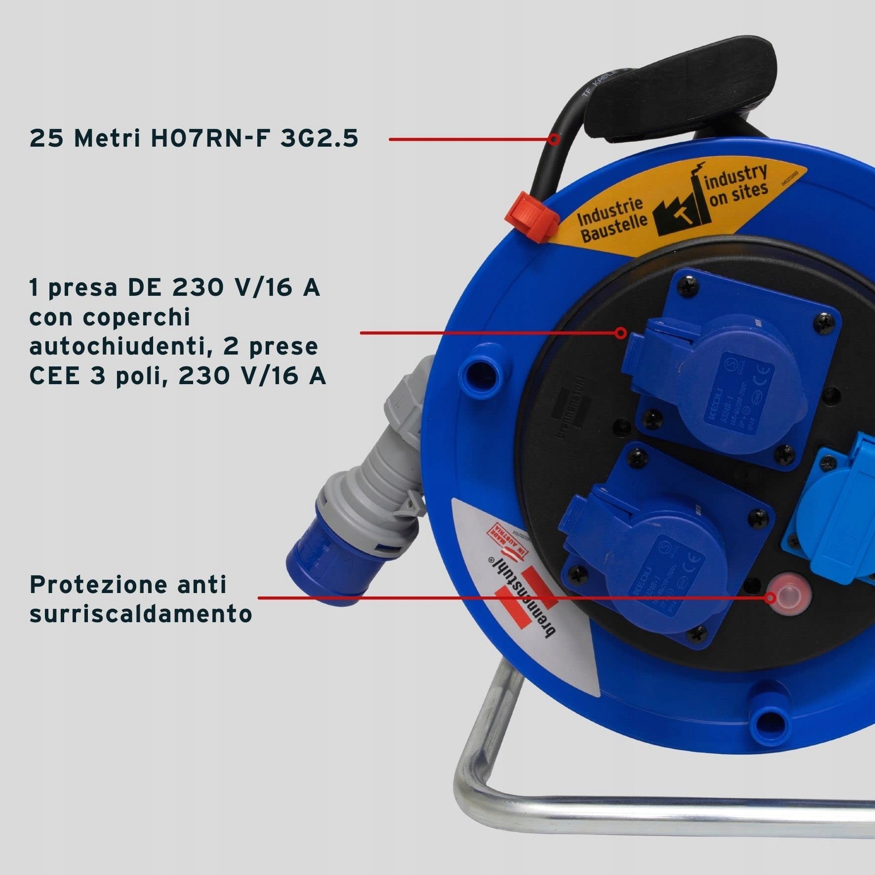 BRENNENSTUHL Kabel 25m Bębenkowy Przedłużacz 230V 16A 3 Polowe CEE — miniatura 4