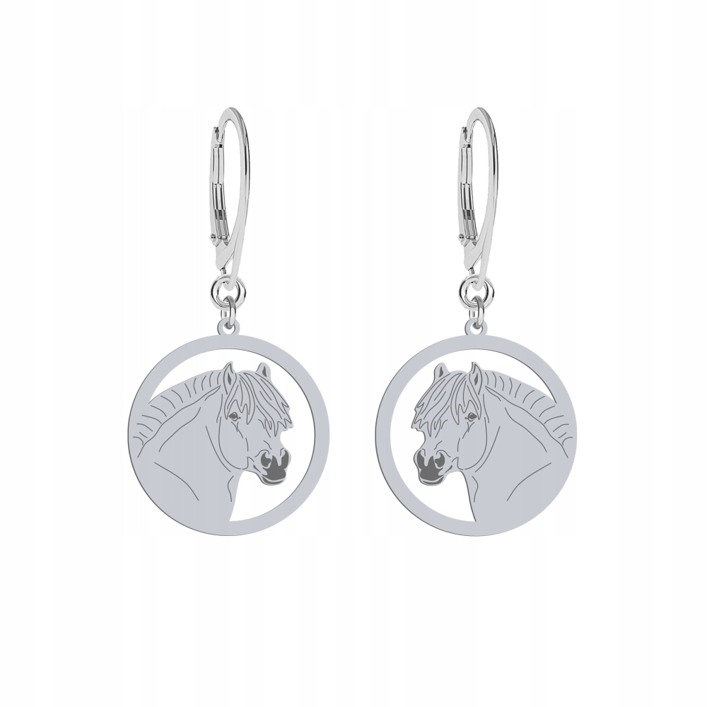 Stříbrné Náušnice s fjordským koněm 925 Dárek Žena Gravírování Bonus