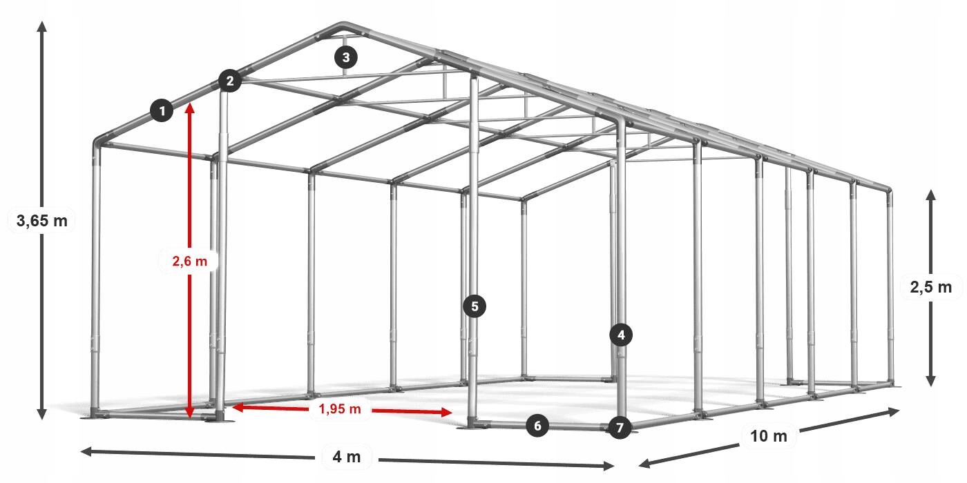 4x10m [2,5m] Namiot Magazynowy Magazyn DAS 600 W Szerokość 4 m