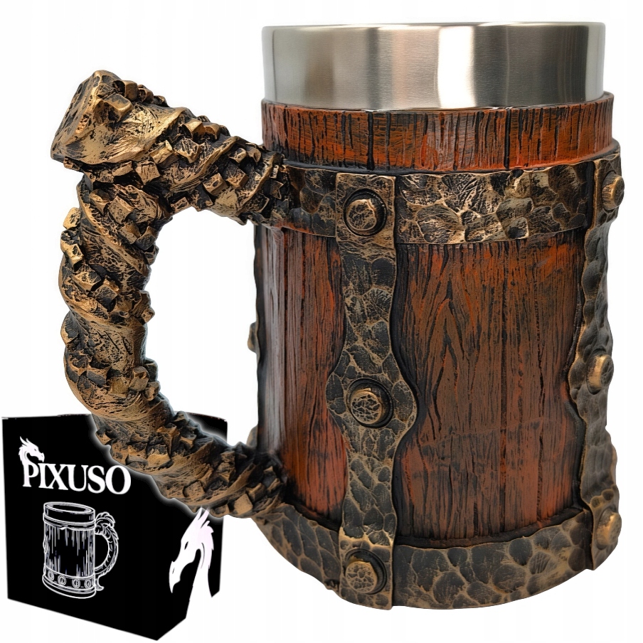 Pivní Sklenice Na Pivo Dárek Pro Něj Tatínka 500 ml Velký Dřevěný Dnd Ocel Karčma