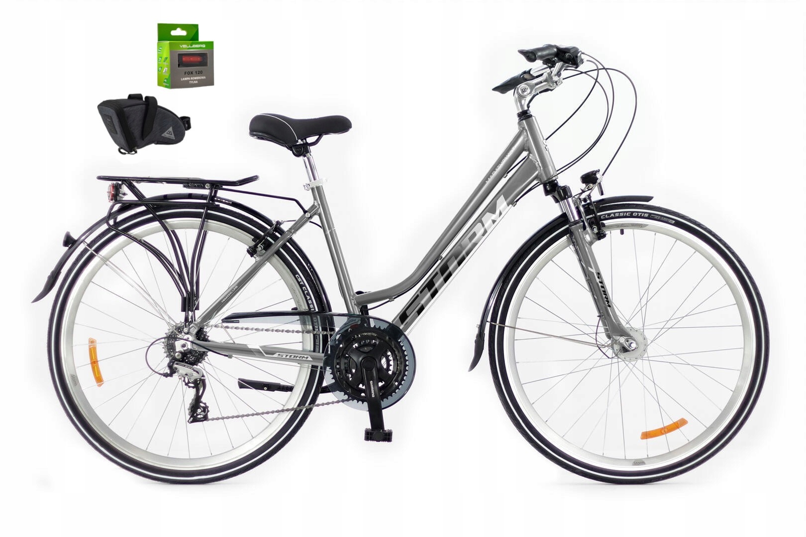 Rower 28 Storm Marathon 4.0 Alu D Acera 3X8 V-brake 17" Srebrno-biały