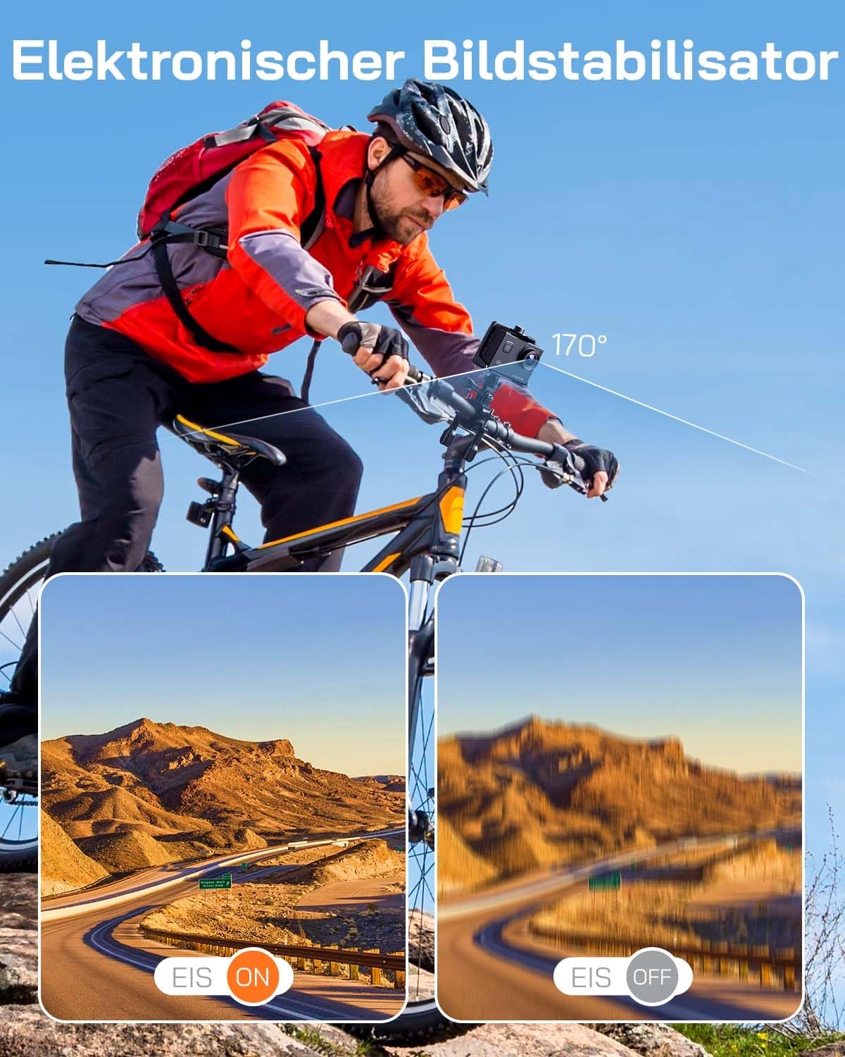 WOLFANG Kamera Sportowa 4K 30FPS 20MP Z Kartą 32GB WiFi Wodoodporna — miniatura 3