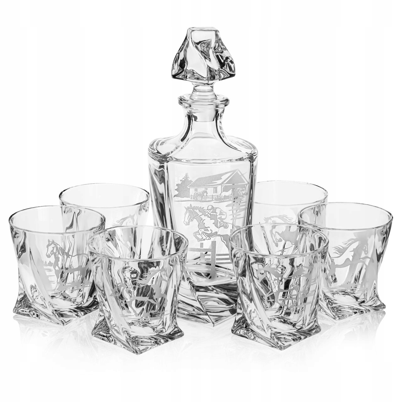 Sada na whisky 6+1 Quadro „konie“ karafa 770 ml poháre 340 ml