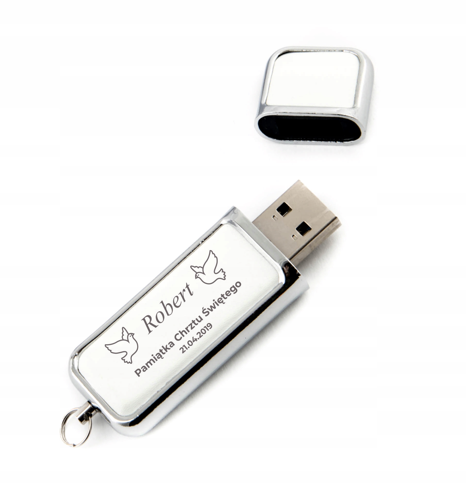 Pendrive skórzany USB 64 GB grawer na CHRZEST Św. Model skórzany 64 GB USB 2.0 grawer chrzest