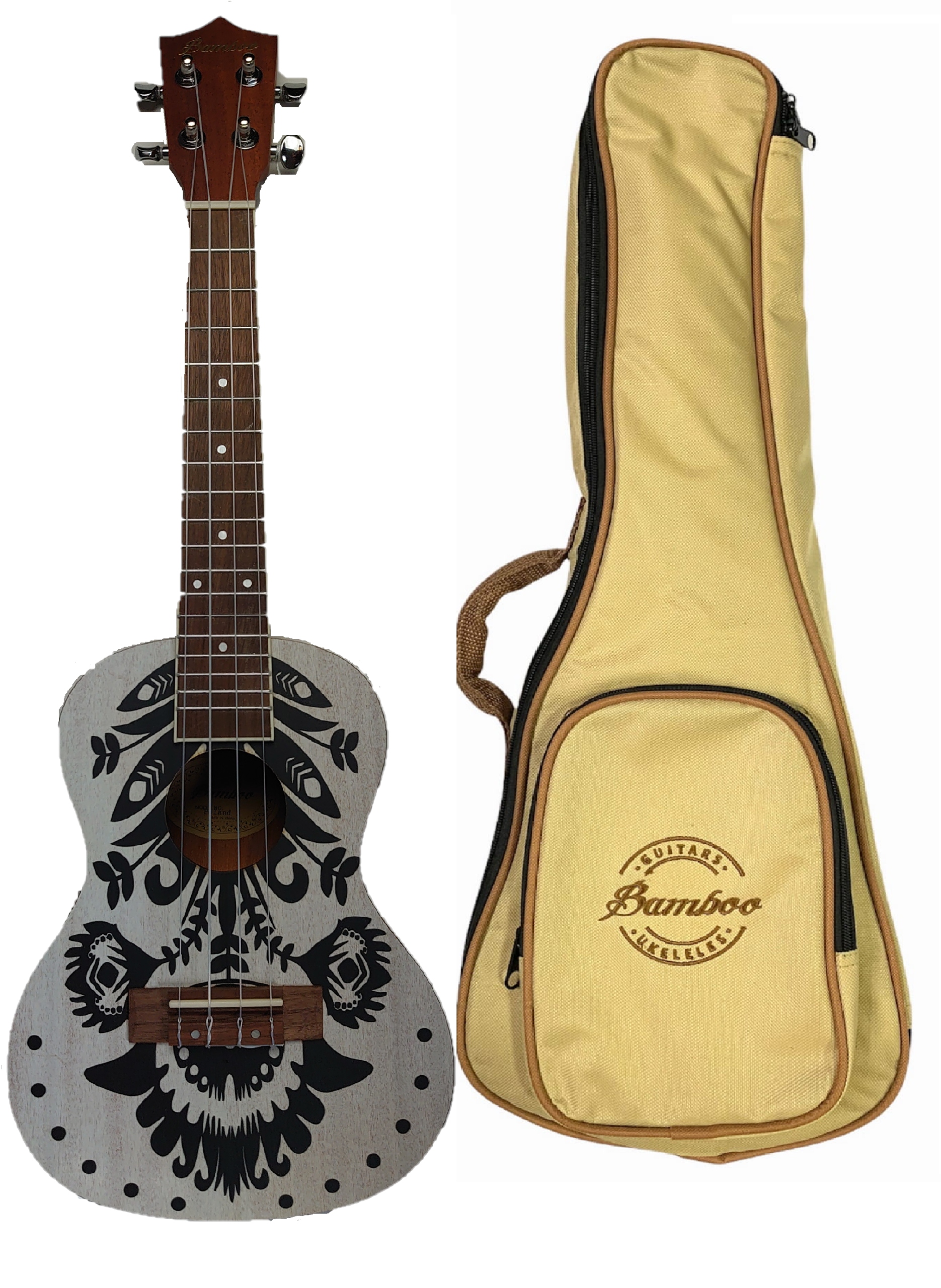 Ukulele koncertowe Bamboo P5 etno wzór z pokrowcem