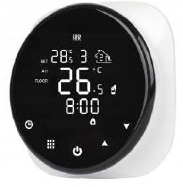 Termostat na elektrické vykurovanie, 16A, Wi-fi, okrúhly, farba čierna, m