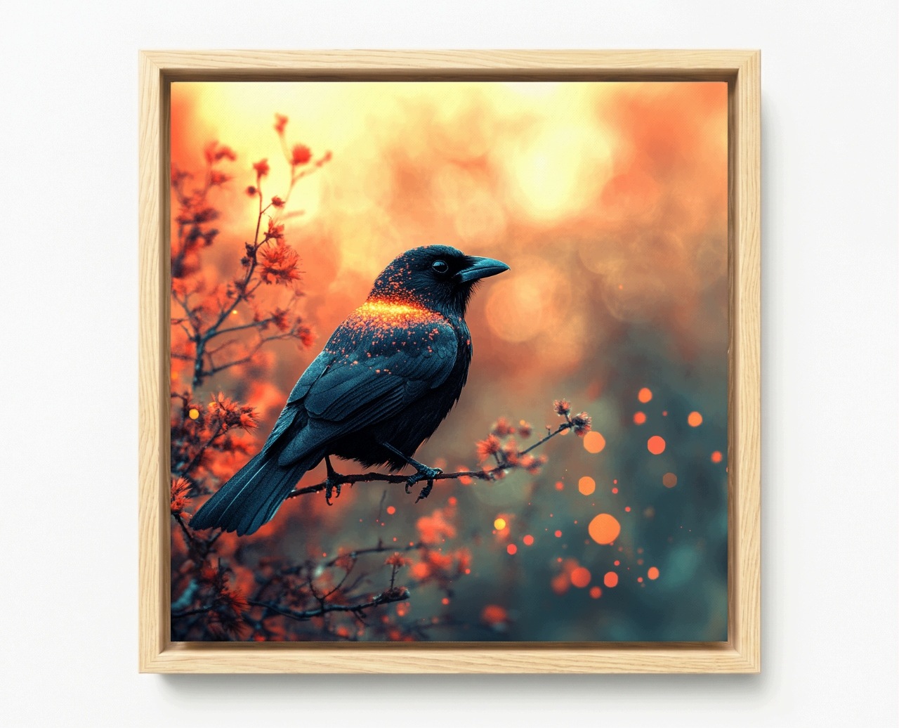 Obraz Rám Americký Box Ptáček Příroda Fauna Slunce 40x40