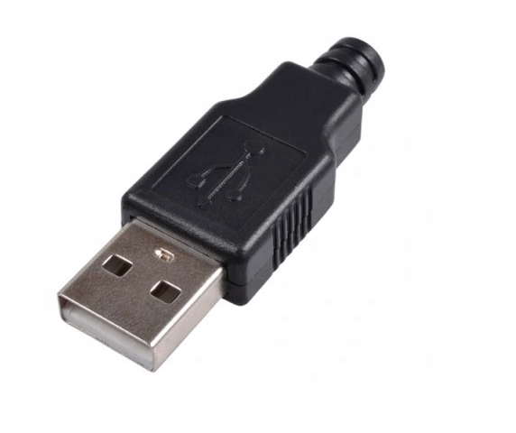 Wtyk USB typ A z Osłoną Montowane na Kabel, Męski Model Wtyk USB A na Kabel