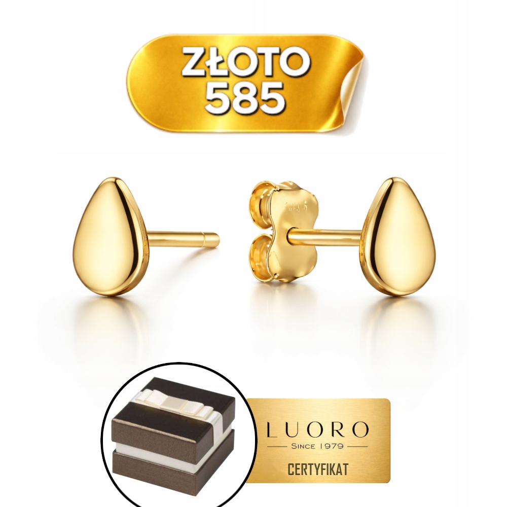 Náušnice Zlaté 585 14k Jemné Slzy Krásné Dárek