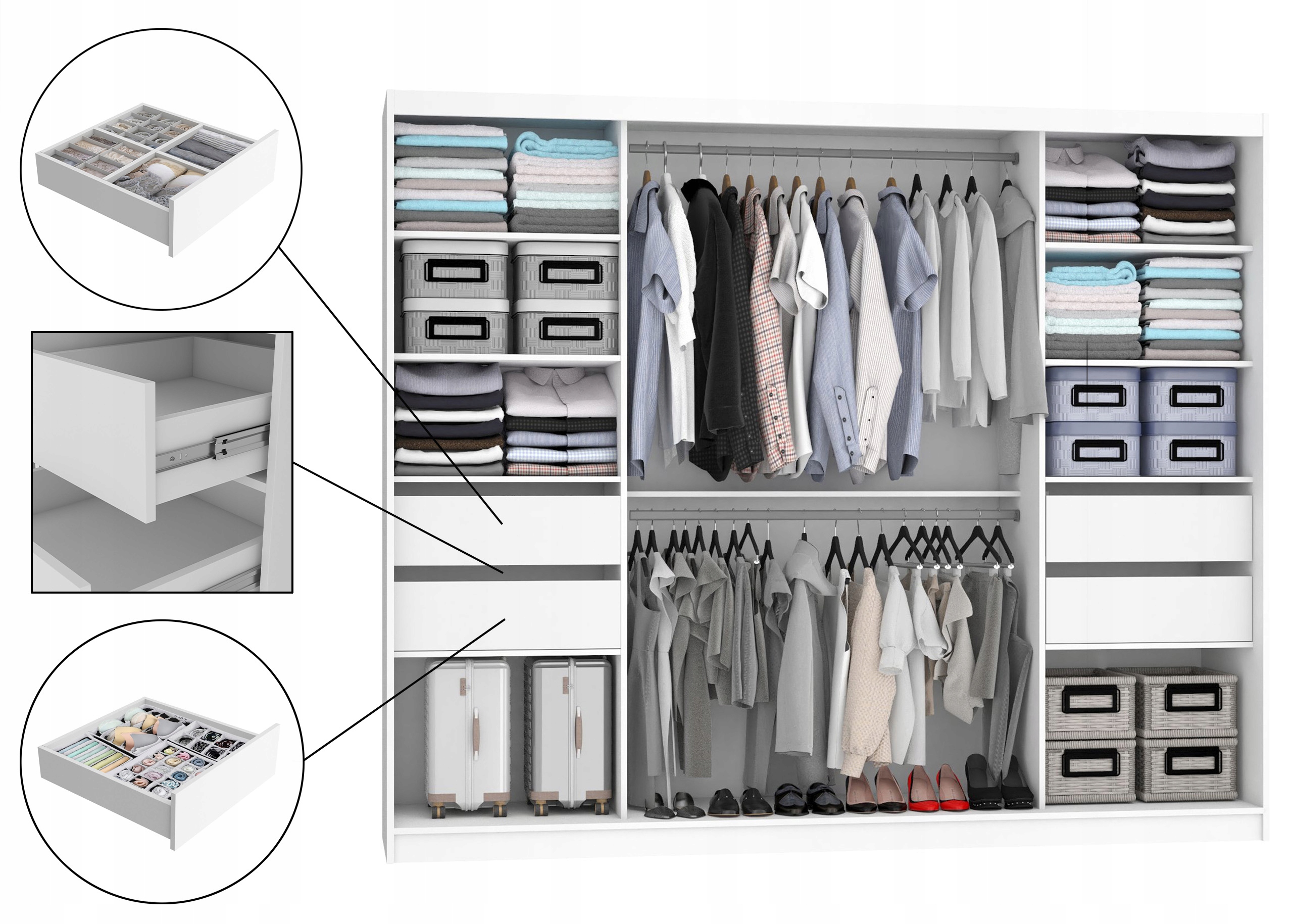 Szafa przesuwna z lustrem SZUFLADY 232 cm Marka BeliniTop
