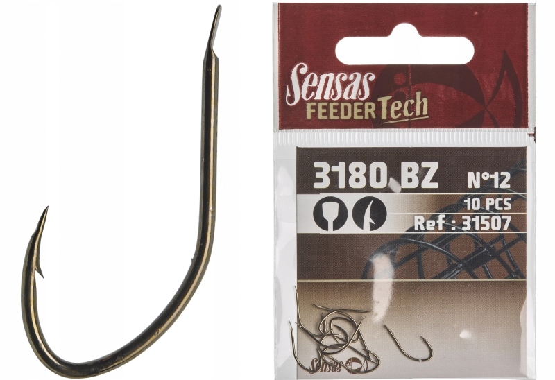 Sensas Haczyki Feeder Tech 3180 Bz Brązowe 10 sztuk Rozmiar 18