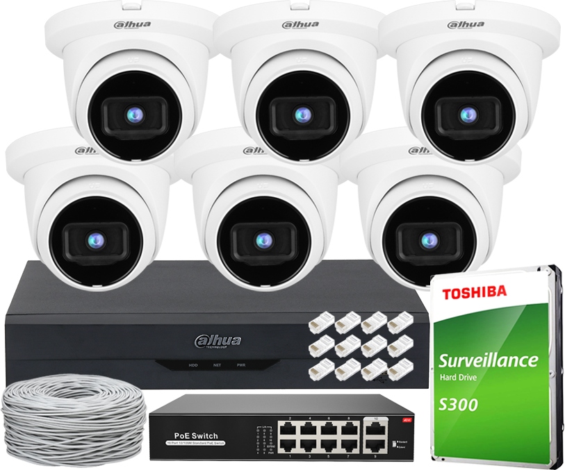 5MPX Monitorovací Set Pre 6 Kamier Dahua Vision Záznamník Disk 1TB