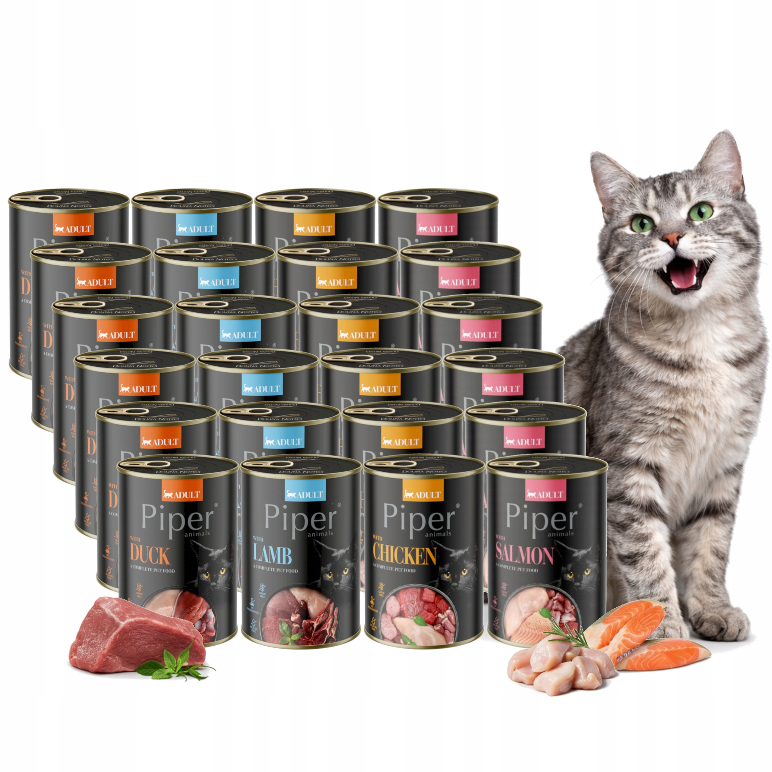 Levně Krmivo mokré pro kočky Piper Mix chutí 24 x 400 g