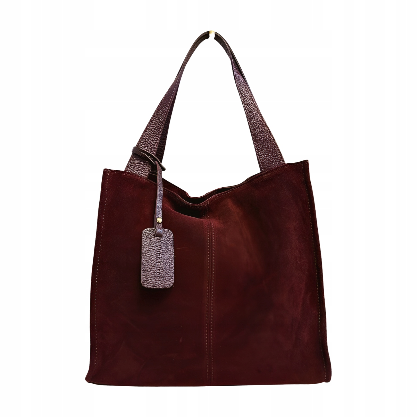 Laura Biaggi semišová shopper taška bordó s prošíváním