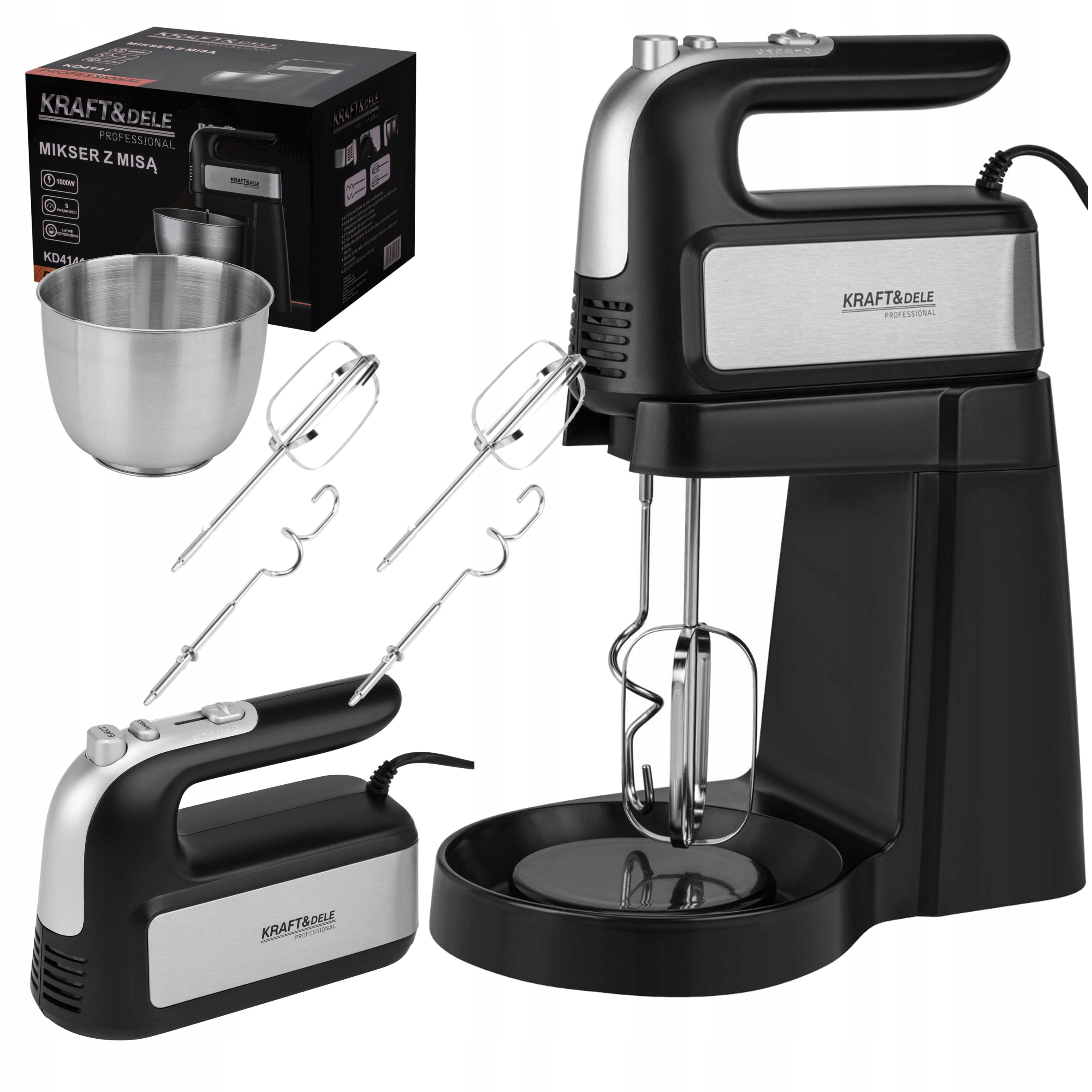 Kuchyňský Ruční Mixér S Mísou 1000 W 4,5 L, Robustní, S Podstavcem, Příslušenství