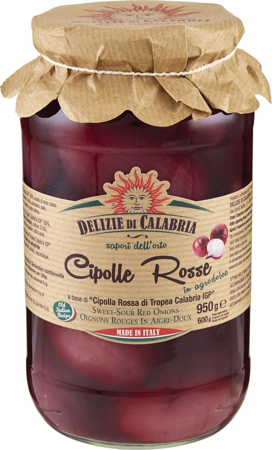 Levně Cibule v octovém nálevu Cipolle Rosse 530 g Delizie Di Calabria