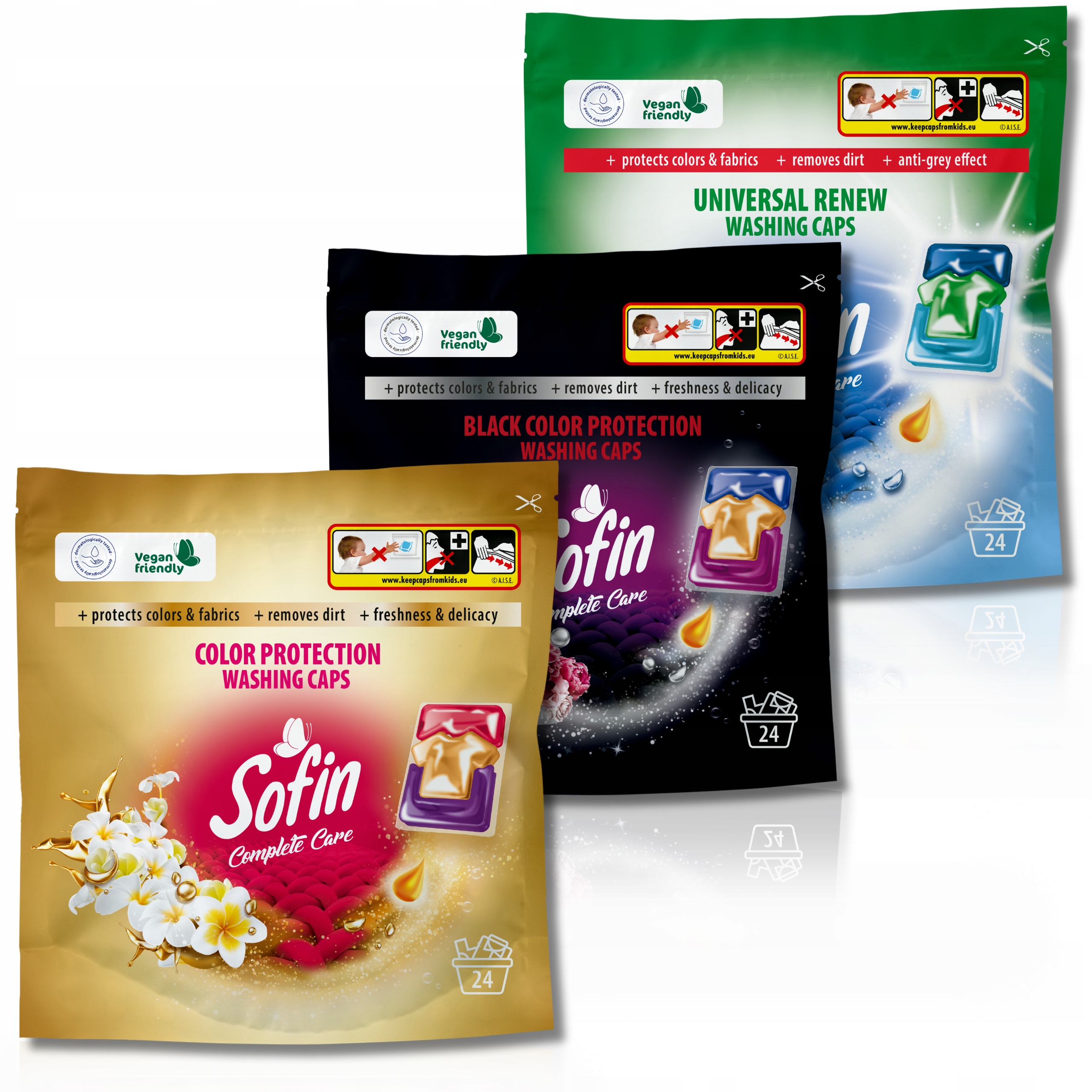 Levně Sofin Complete Care Kapsle na praní tkanin Color Black White Mix 3x24ks