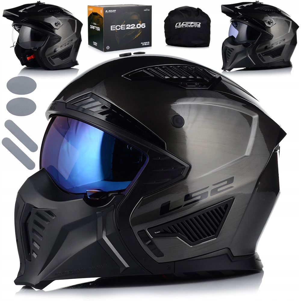 Motocyklová Prilba 4v1 LS2 OF606 Jeans Odnímateľná Čepeľ Strieška 3x Sklo