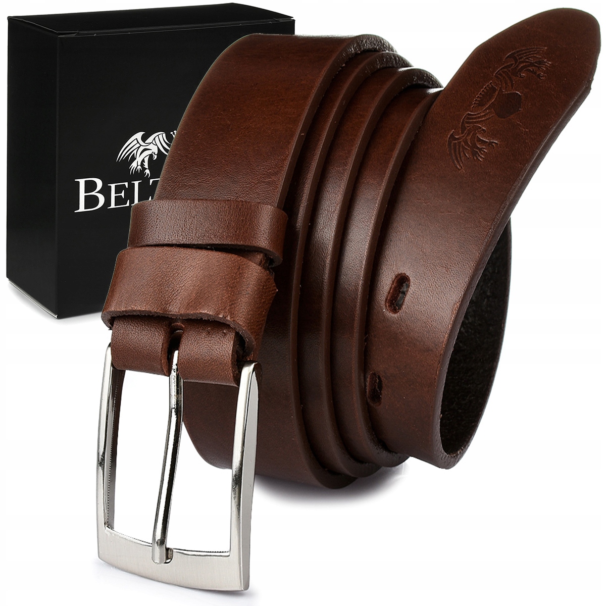 

Beltimore skórzany pasek brązowy do spodni szeroki