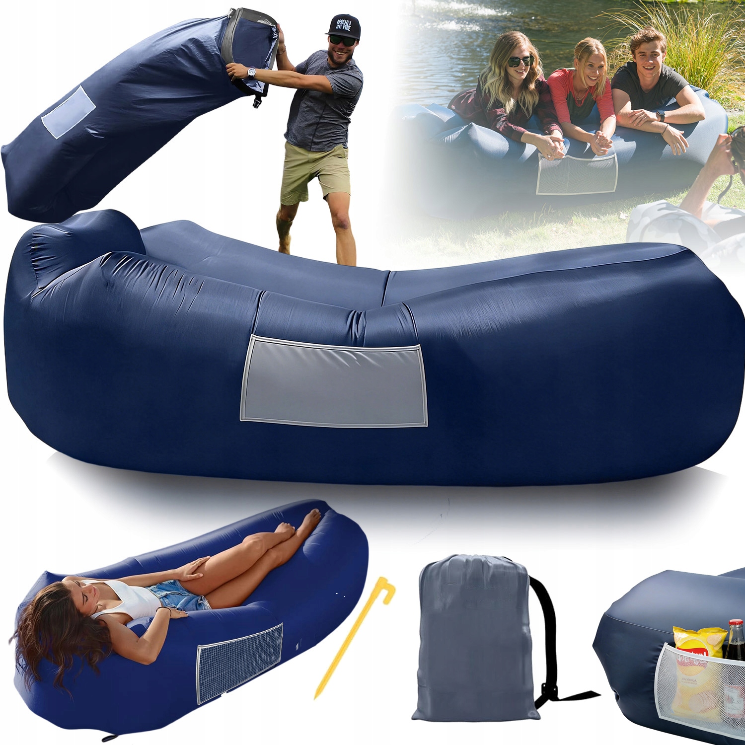 Odolná Matrace Lazy Bag Lehátko Na Pláž Air Sofa Lehké 200 X 70 CM