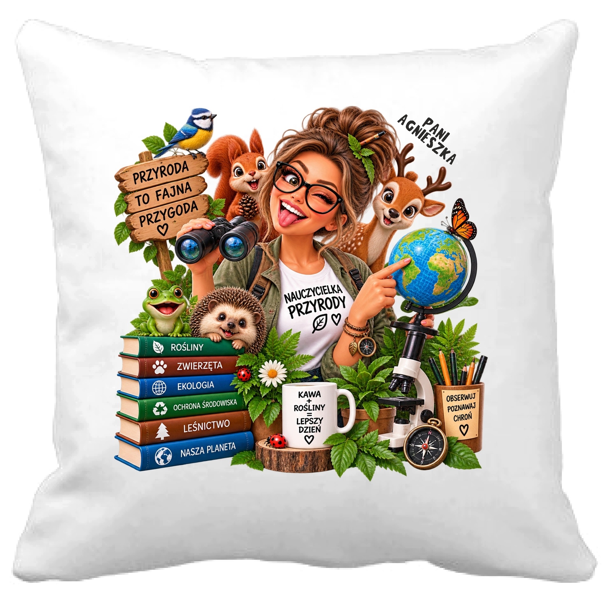 dla Nauczycielki Przyrody Poduszka Personalizowana z imieniem