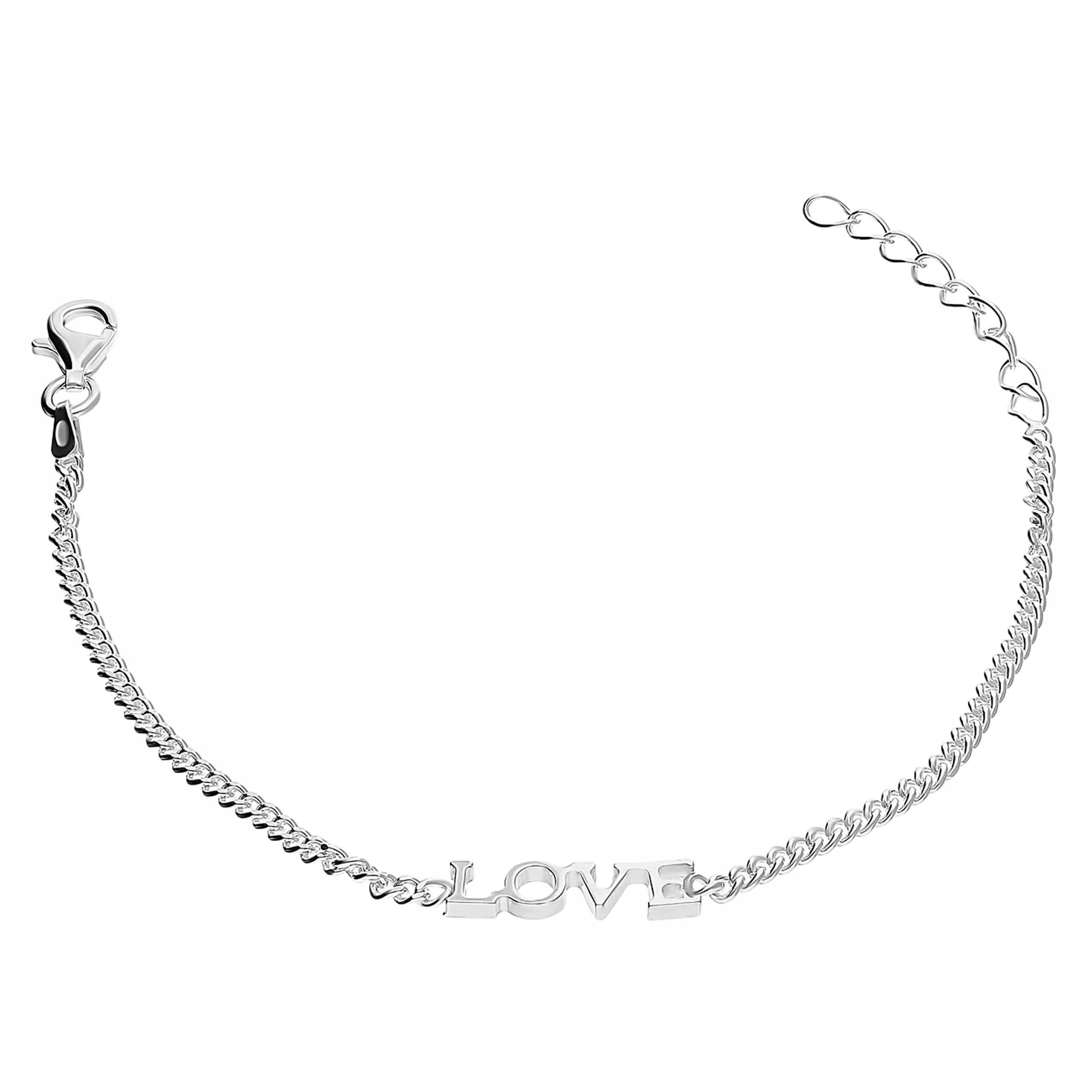 Stříbrný náramek 925 s nápisem Love, elegantní vzor, módní jako dárek