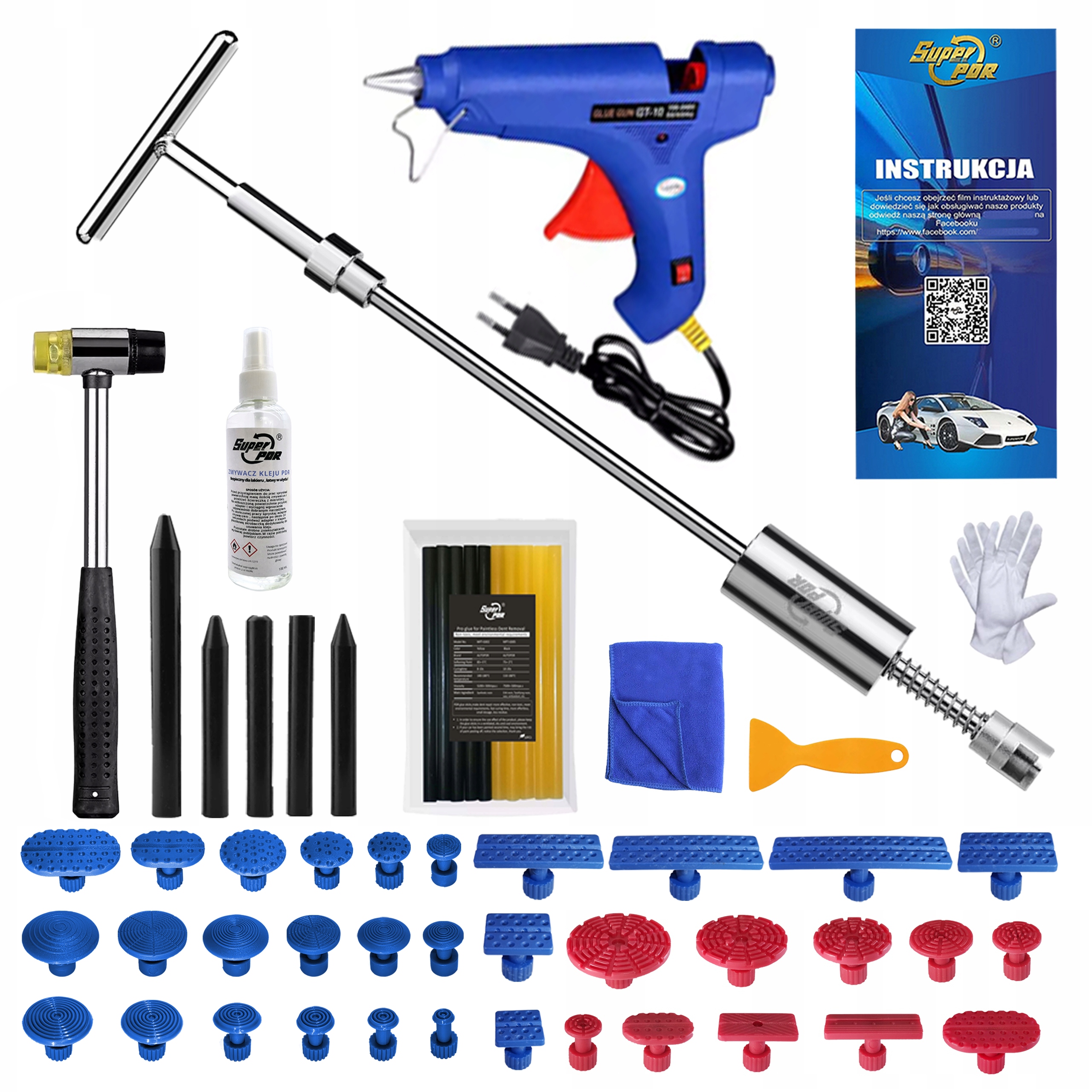 Sada pdr Vytahování promáčklin Setrvačné kladivo Kluzné Silné lepidlo