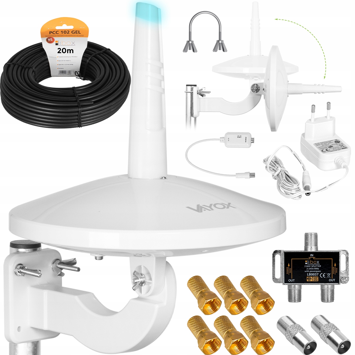 Všesměrová Anténa DVB-T2 MUX8 Lte Combo Sada 2TV