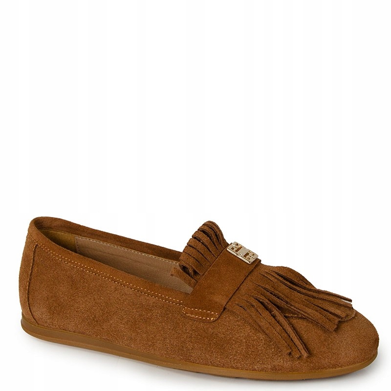 Karino 6003 Hnědé Červené Kožené Mokasíny S Třásněmi 37