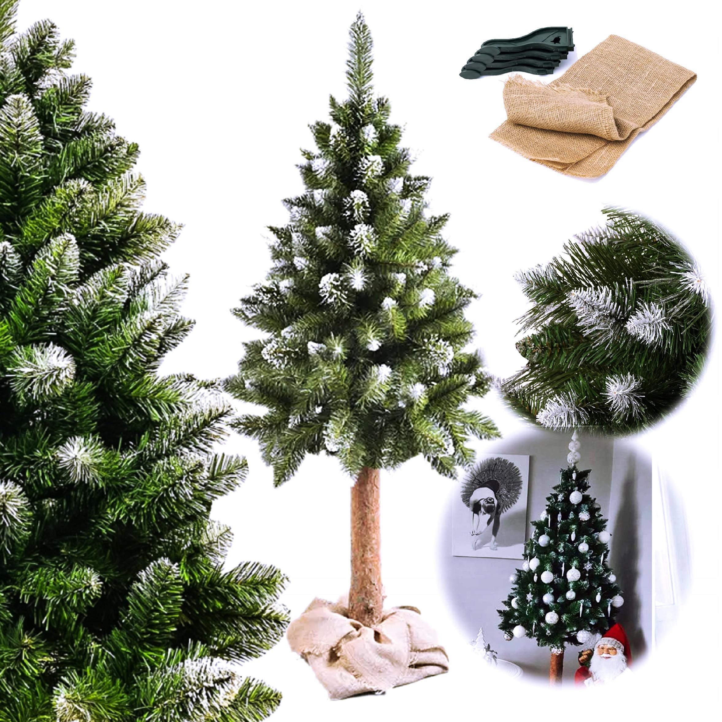 Umělý Vánoční Stromeček Na Kmeni 180 cm Diamantová Hustá Borovice Zasněžená Jako Živá